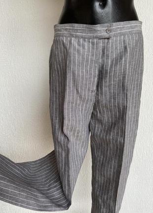 Фирменные стильные винтажные качественные натуральные брюки из льна3 фото