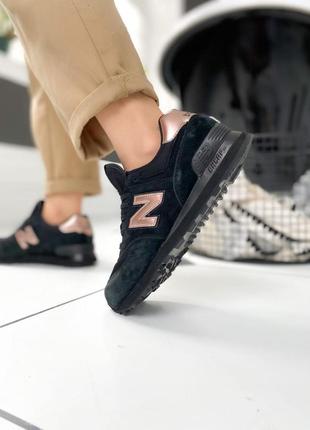 New balance 574 black женские кроссовки черные нью баланс, жіночі кросівки чорні3 фото