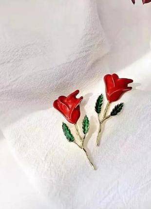 Сережки троянда, серьги роза1 фото