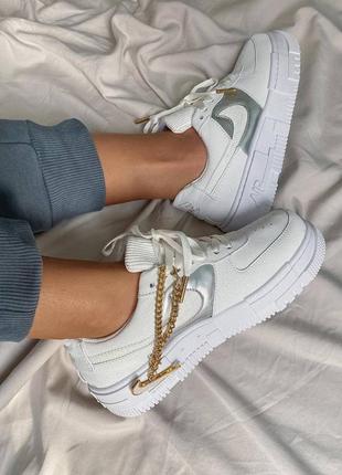 Nike pixel 1 golden chain🆕шикарные женские кроссовки🆕белые кожаные кеды найк2 фото