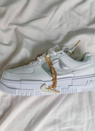 Nike pixel 1 golden chain🆕шикарные женские кроссовки🆕белые кожаные кеды найк7 фото