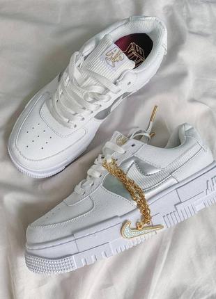 Nike pixel 1 golden chain🆕шикарные женские кроссовки🆕белые кожаные кеды найк10 фото