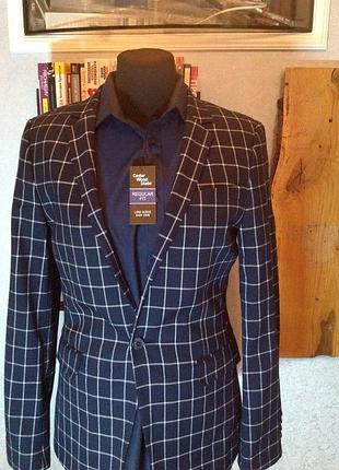 Приталенный пиджак в клетку на одну пуговицу бренда asos, р. 44-46
