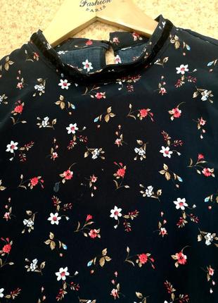 Блузка блуза zara квітковий принт з расклешеными рукавами3 фото
