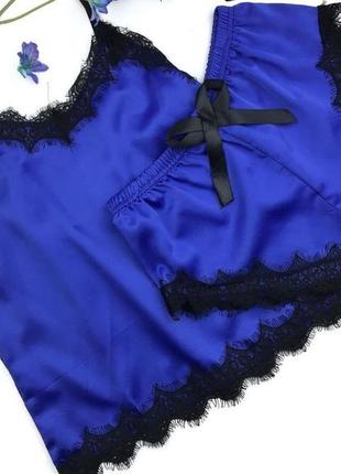 Жіноча сексуальна піжама з мереживом 🤗 майка штрты сексі піжамка шовкова піжама
