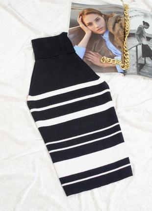 Zara черная полосатая жилетка, жилет, базовая безрукавка с высоким воротом6 фото