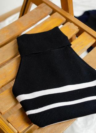 Zara черная полосатая жилетка, жилет, базовая безрукавка с высоким воротом5 фото