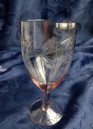 Келихи для вина стріла срср радянські марганцеве аметистове скло алмазна грань фужер3 фото