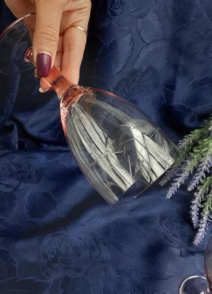 Келихи для вина стріла срср радянські марганцеве аметистове скло алмазна грань фужер4 фото