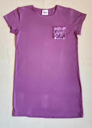 Темно сиреневое трикотажное платье туника с пайетками yigga германия на 13-14 лет (158-164см)