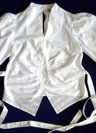 Блуза вінтаж біла з пишними рукавами німецька ronetta festlishe mode