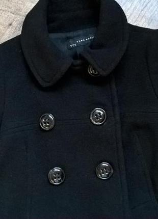 Короткий стильне чорне вовняне пальто від zara-s-ка4 фото