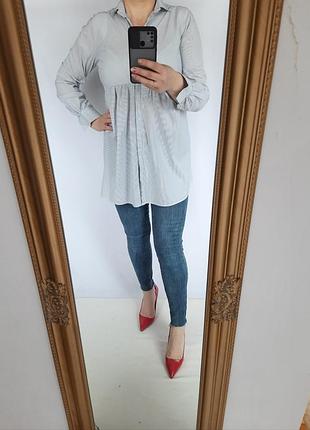 Удленная сорочка, туничка в дрібну смужку