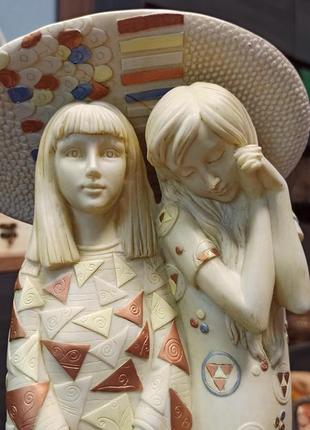 Винтажная полимерная статуэтка past times fairy, англия. "две сестры"4 фото