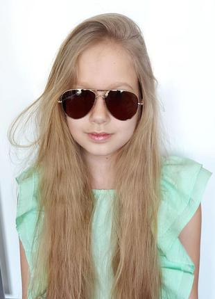 Солнцезащитные очки авиаторы, для девочки 7-12лет5 фото