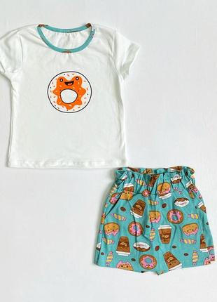 Комплект для девочки футболка и юбка-шорты