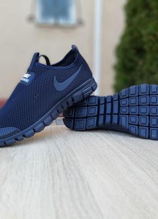 Nike free run 3.0 сині без шнурків5 фото