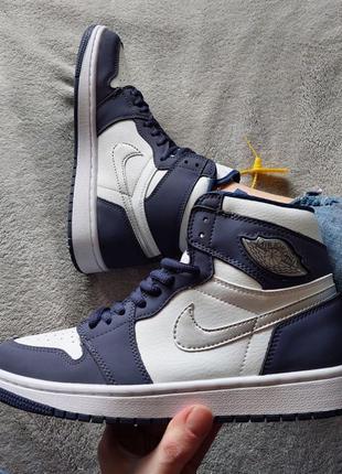 Nike air jordan 1 shoe blue white, женские кроссовки найк джордан