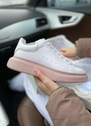 ⭕распродажа ⭕ alexander mcqueen white pink premium  женские кроссовки александр маквин