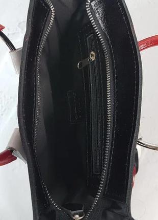 Оригинальная сумка из натуральной кожи черная глянцевая 17105 фото