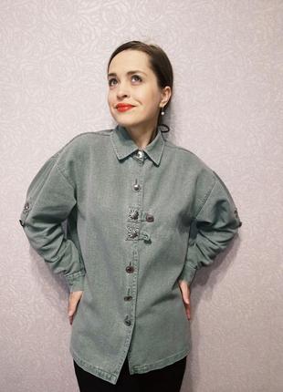 Рубашка винтаж австрия лен котон эдельвейсы блуза винтажная!