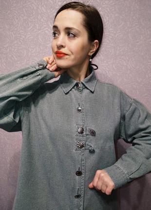 Сорочка вінтаж австрія льон котон едельвейси блуза вінтажна!6 фото
