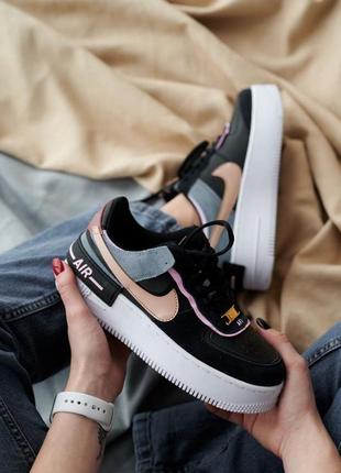 Кроссовки nike air force 1 shadow black / metallic red