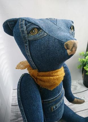 Джинсовый медведь - интерьерная игрушка