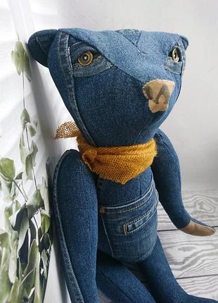 Джинсовый медведь - интерьерная игрушка