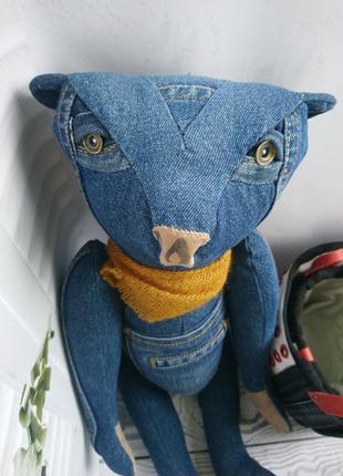 Джинсовый медведь - интерьерная игрушка