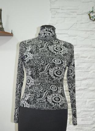 Базова водолазка-сітка ( на підкладі!) в чорно-білий абстрактний принт classic fashion