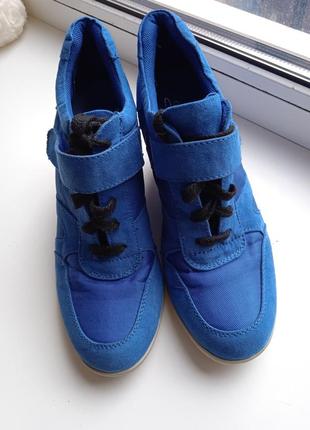 Ботинки синие1 фото