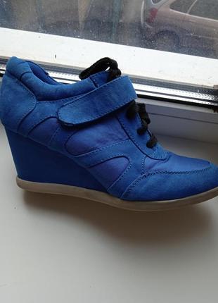 Ботинки синие2 фото