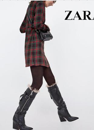 Клетчатое платье рубашка в клетку сукня туника туніка zara trafaluc collection xs