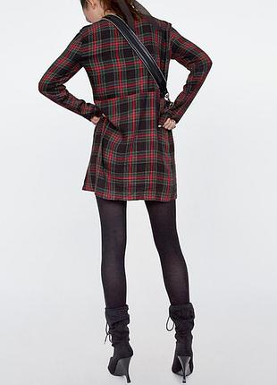Клетчатое платье рубашка в клетку сукня туника туніка zara trafaluc collection xs