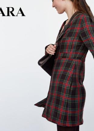 Клетчатое платье рубашка в клетку сукня туника туніка zara trafaluc collection xs