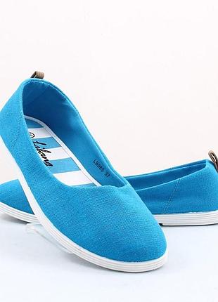 Текстильні блакитні балетки libang