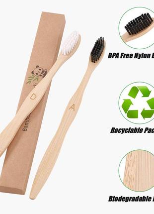 Набор натуральных  бамбуковых зубных щеток,деревянная эко-щетка,2шт2 фото