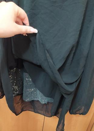Батал большой размер шикарная нарядная черная шифоновая блуза блузка с пайетками5 фото