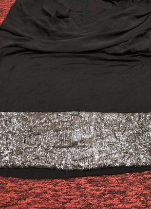 Батал большой размер шикарная нарядная черная шифоновая блуза блузка с пайетками8 фото