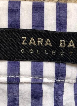 Синій смугастий укорочений топ блуза кофта zara basic xs8 фото