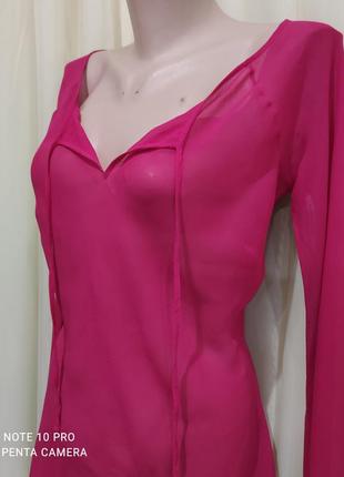 Шелковая блузка малинового цвета2 фото