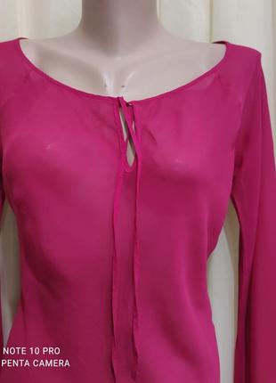 Шелковая блузка малинового цвета5 фото