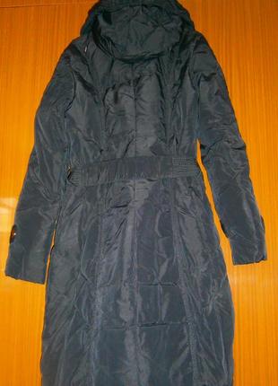 Легкое черное теплое пальто-куртка 48р отличное состояние
