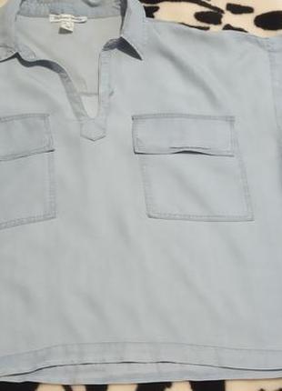 Джинсовая рубашка,летняя с коротким рукавом