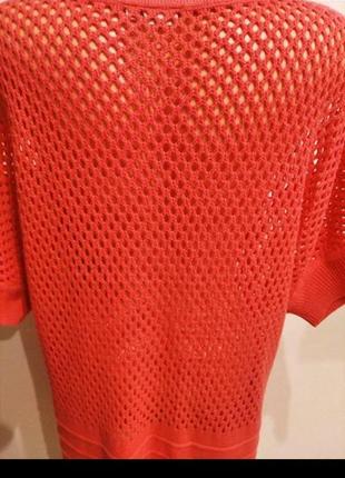 Эффектный сетчатый пуловер клубничного цвета!!!5 фото