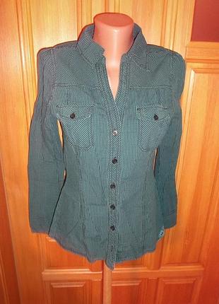 Сорочка темно зелена в дрібну клітку стильна розпродаж h/ m - sublevel