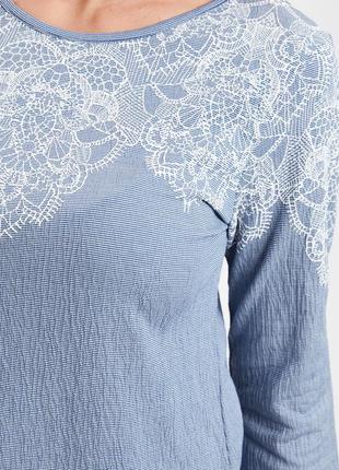 Голубая женская блузка lc waikiki / лс вайкики с ажурным принтом4 фото