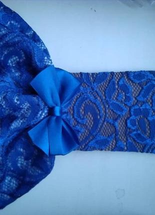 Рукавички мітенки сині аксессуар до випускного плаття дівчаткам в садочок2 фото