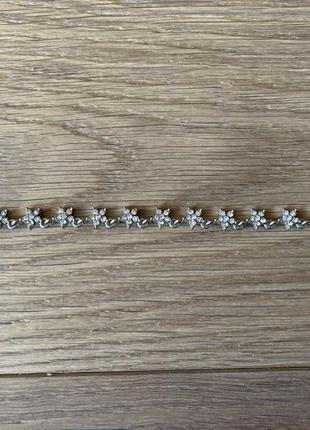 Браслет со звёздочками с камнями swarovski серебристый металлический3 фото
